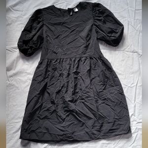 Divided Elegant Black Puff Sleeve Mini Dress